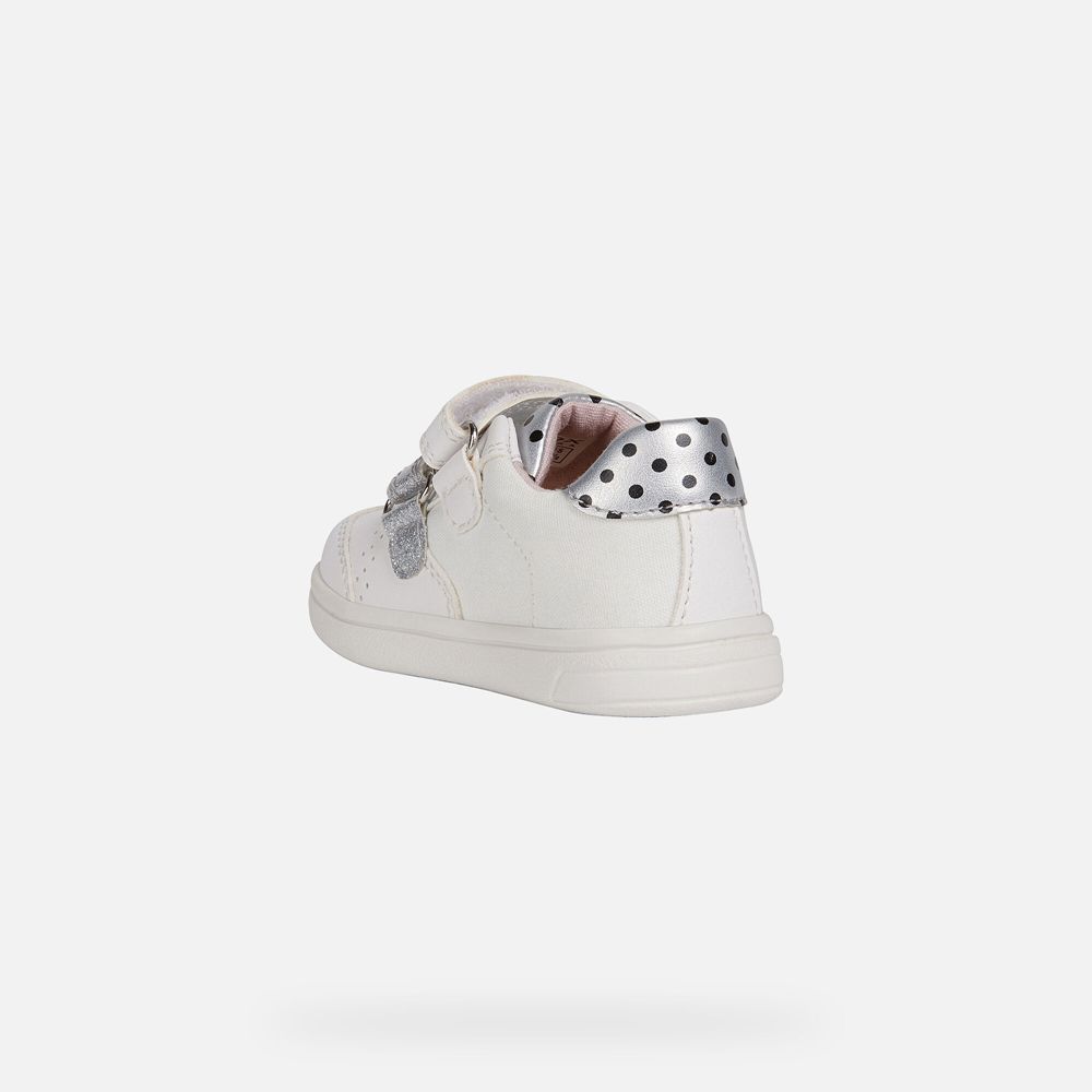 Tenis Geox Bebe Branco/Prateadas - Djrock Girl - NLECP5926